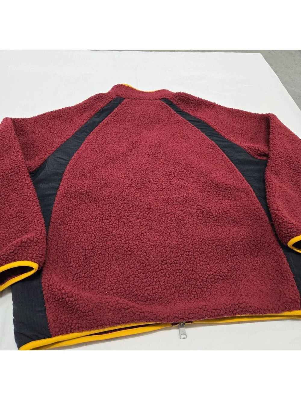 Men's LARGE Nike Air Jordan Full-Zip Black/Burgundy/Orange Sherpa Fleece Jacket